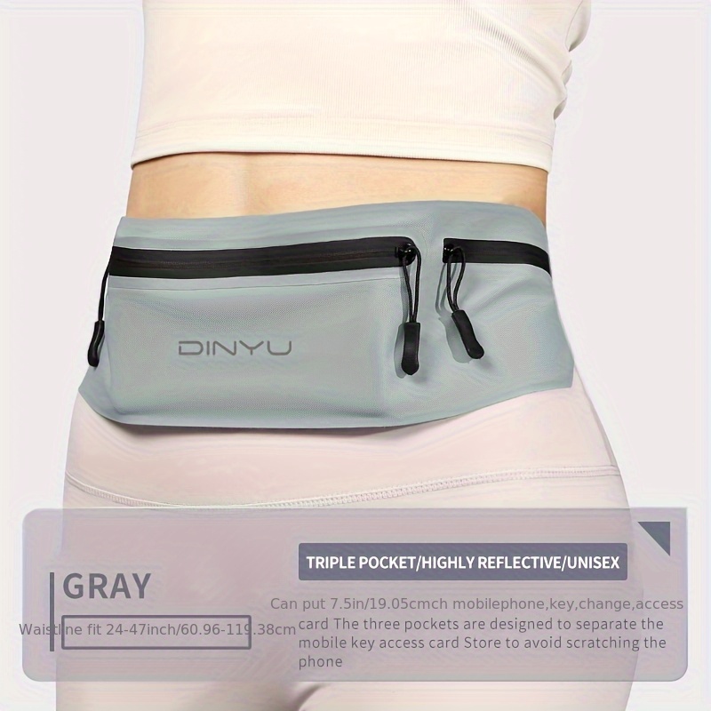 Running Gear Design - กระเป๋าใส่โทรศัพท์น้ำหนักเบา ออกแบบมาสำหรับผู้หญิงที่ชอบวิ่งออกกำลังกายกลางแจ้ง พร้อมอุปกรณ์ฟิตเนสสำหรับวิ่งมาราธอนรุ่นใหม่ กระเป๋าคาดเอวอเนกประสงค์แบบสะท้อนแสงและซ่อนของได้ เหมาะสำหรับการวิ่งตอนกลางคืนหรือตอนเช้า ใช้ได้กับทุกเพศ