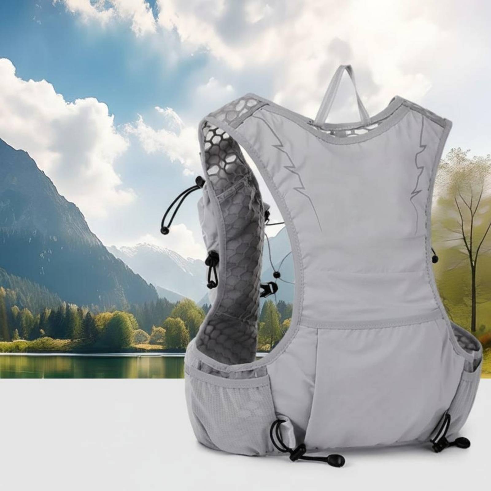Running Gear Design - เสื้อกั๊กไฮเดรชั่นแบบมีกระเป๋าเป้ ระบายอากาศได้ดี เหมาะสำหรับวิ่ง ออกกำลังกาย ดีไซน์เปิดหลัง ไม่มีแขนเสื้อ