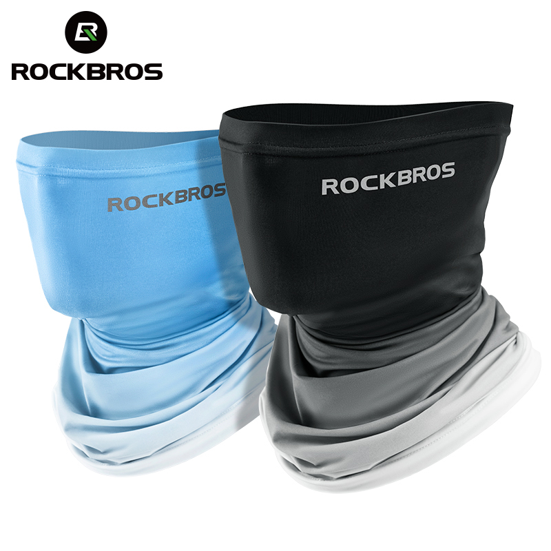 Head Gear Running - ROCKBROS ผู้ชายผู้หญิงฤดูร้อนกีฬาผ้าพันคอป้องกันรังสียูวีผ้าไหมน้ําแข็งหน้าปกคอหลอดวิ่งกลางแจ้งผ้าพันคอขี่จักรยานหน้ากากหมวก