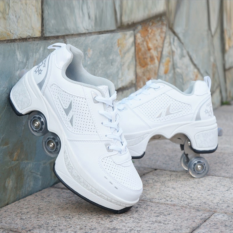 Running Gear For Beginners - Pu หนังเด็ก 4 ล้อ Roller รองเท้าสบายๆการเปลี่ยนรูป