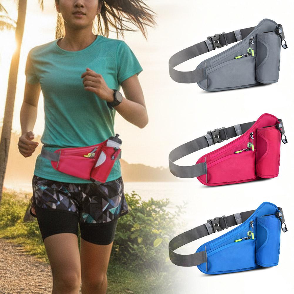 Running Gear Holder - กระเป๋าคาดเอววิ่งแบบกันน้ำ Oxford พร้อมที่ใส่ขวดน้ำ ปรับได้ กระเป๋าคาดเอวสำหรับเล่นกีฬา ป้องกันการกระเด้ง