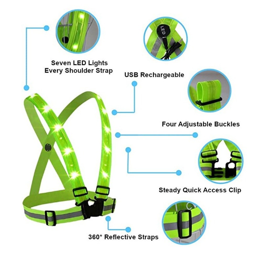 เสื้อกั๊กนิรภัย LED โพลีเอสเตอ - New Gear Running บทวิจารณ์และราคา