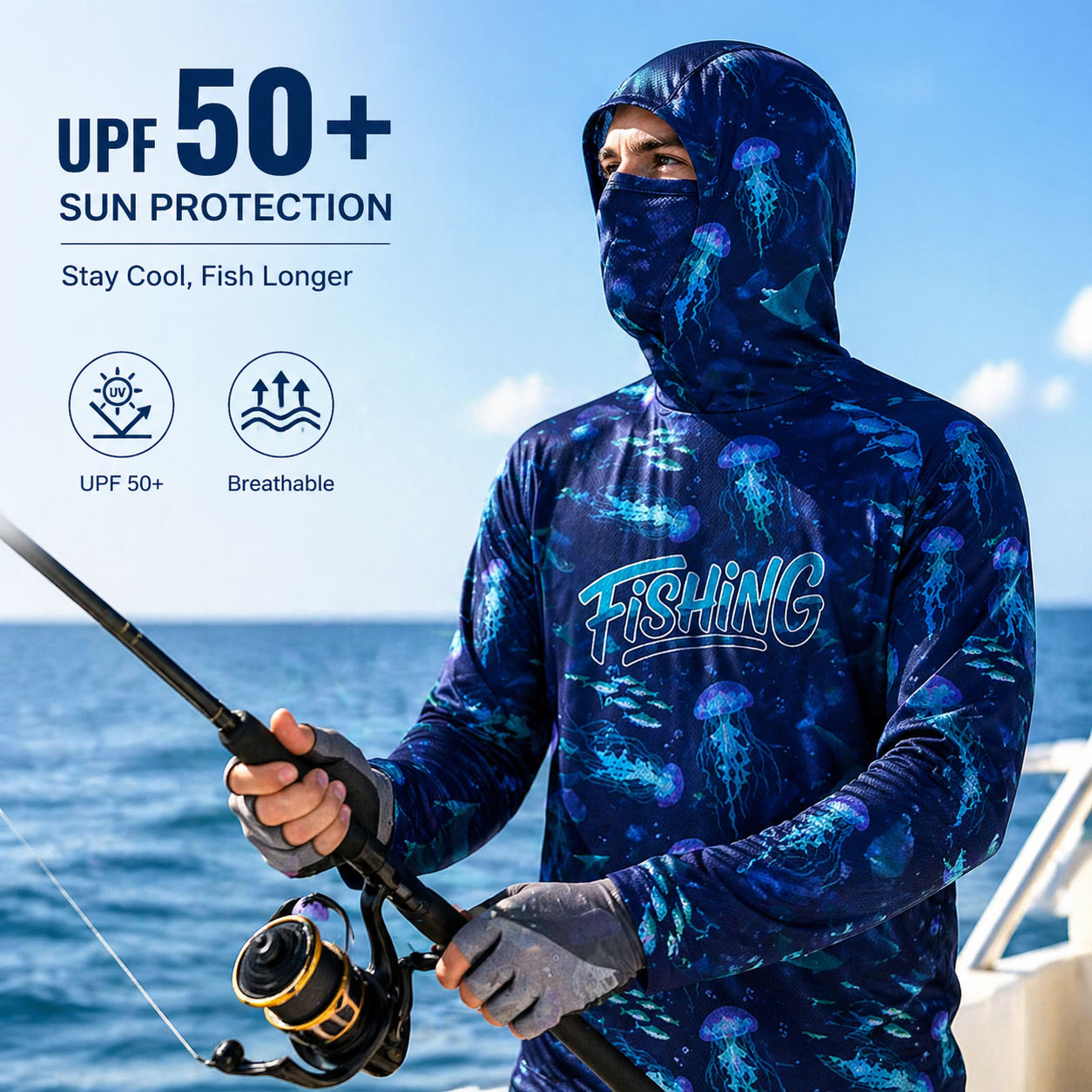 เสื้อฮู้ดตกปลา เสื้อคลุมกันแดด - Running Gear Outdoor บทวิจารณ์และราคา
